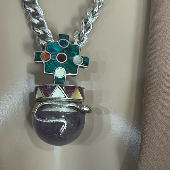 Inca peru 950 sterling gemstone necklace